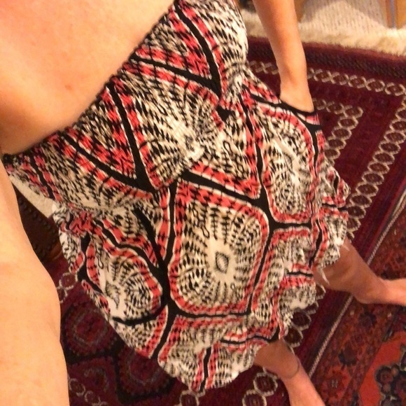 XL strapless Mini Dress from Xhilaration black white, tan & bright coral colors - Picture 2 of 11